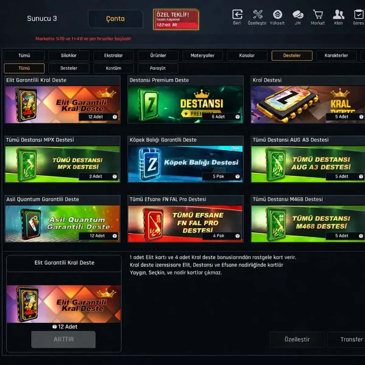 125K Materyalli 56 Seviye Zula Hesabı