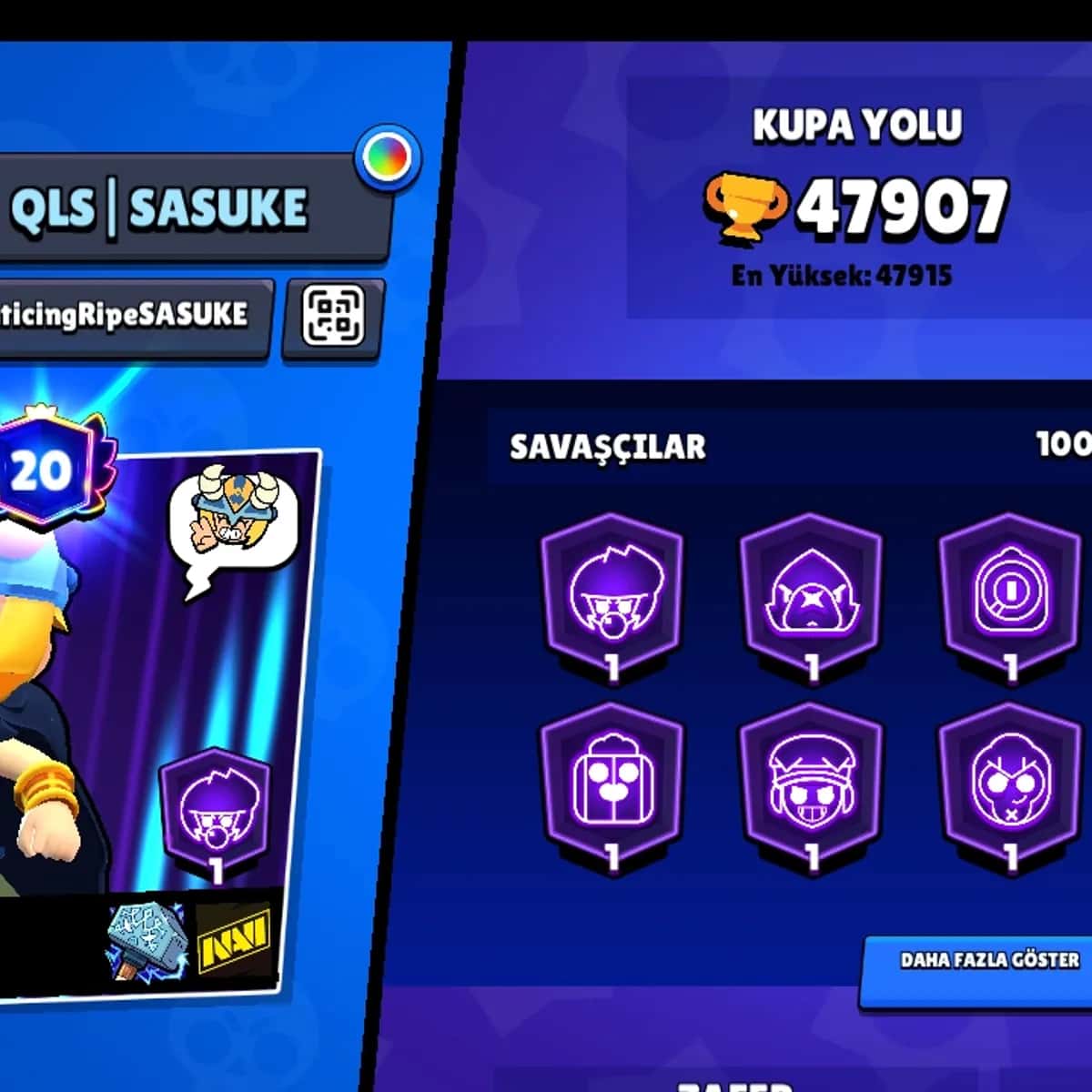 47K Kupa 🔥 100 Brawler 💯 200+ Skin 🎭 20 Rank 25+ ACİL